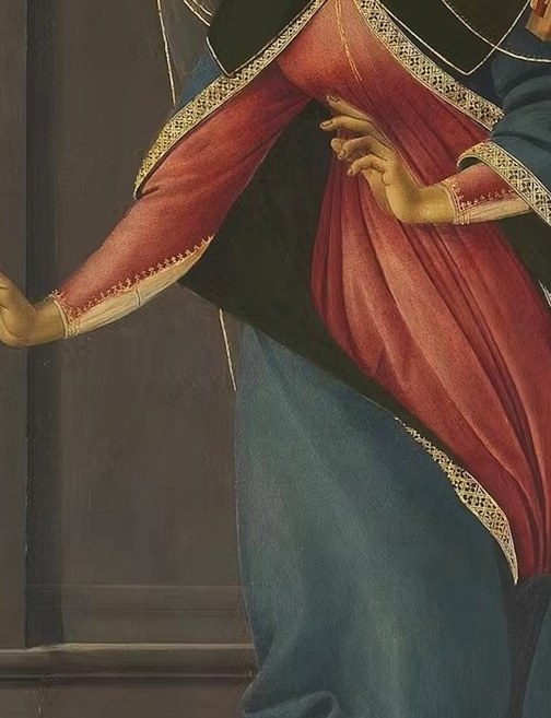 His delicate brushwork builds up layers of fine color.