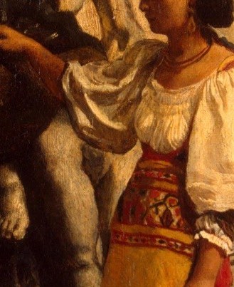 She holds a cup for ritual water.