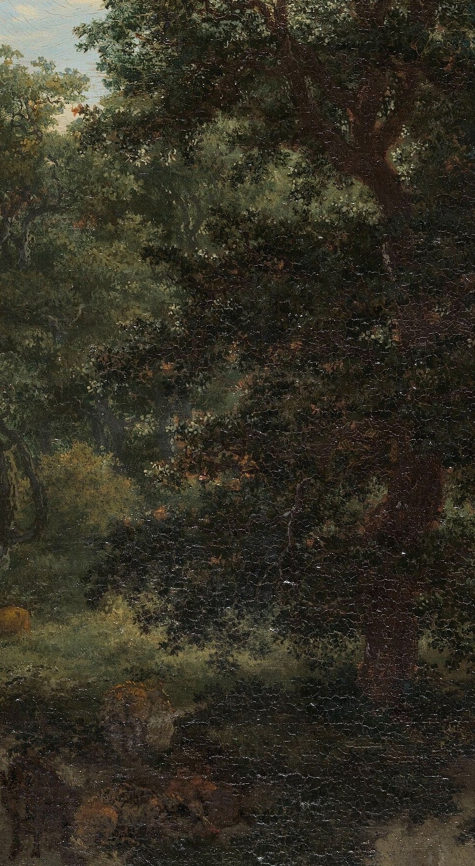 Look at the central tree, its gnarled trunk dominates the scene.