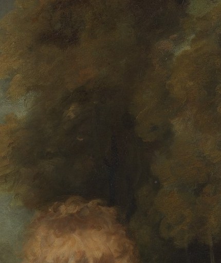 Plump, baby-round features characteristic of Hoppner's child subjects; the slight tilt toward the boy signals dependence and sibling bond.