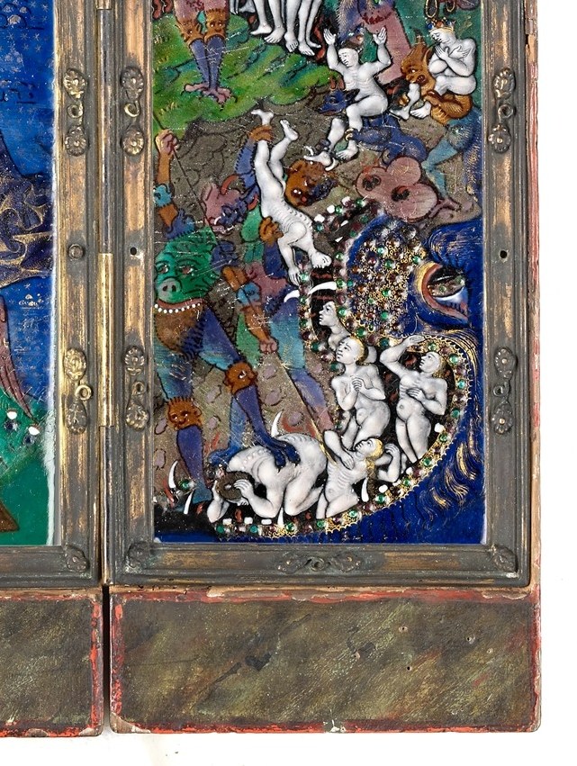 A medieval hellmouth convention , the gaping maw of a monster that swallows the damned , one of the most viscerally memorable images in pre-modern religious art.
