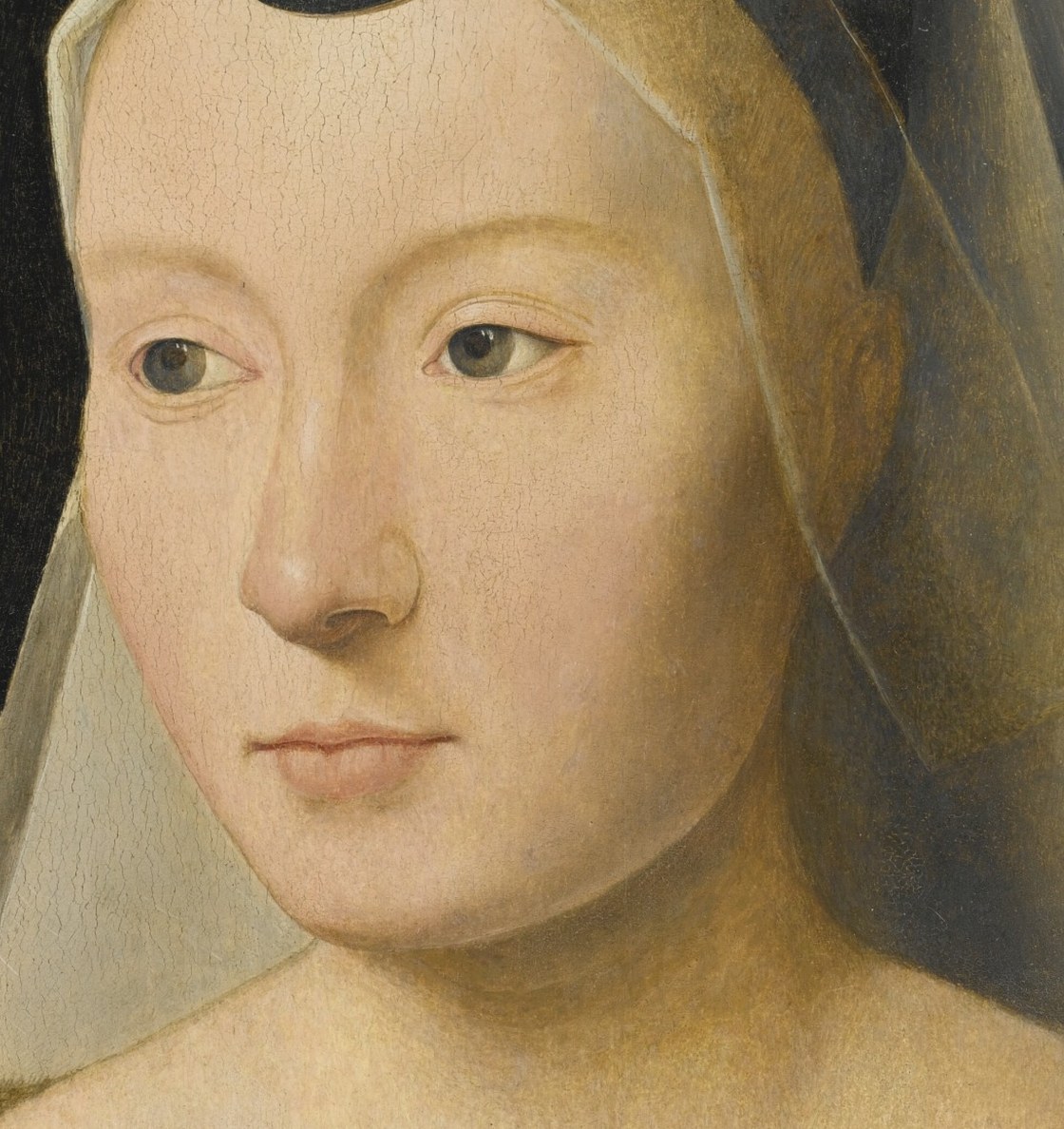Her quiet dignity comes from layers of paint.