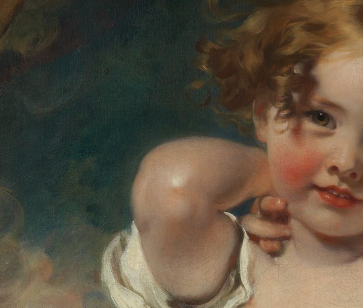 Lawrence built that glow from layers of warm ochre and carmine.