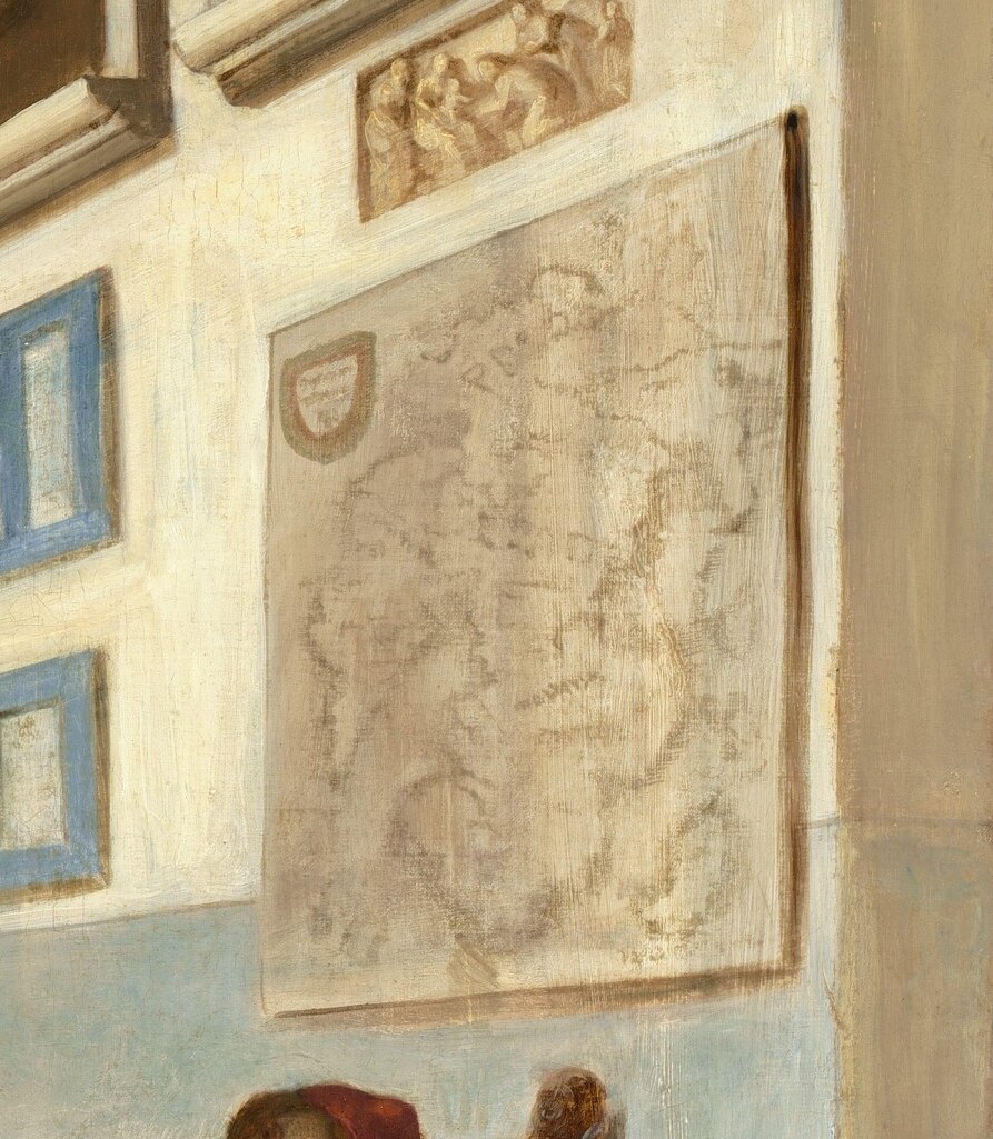 The map on the wall hints at the grand voyages he plans.
