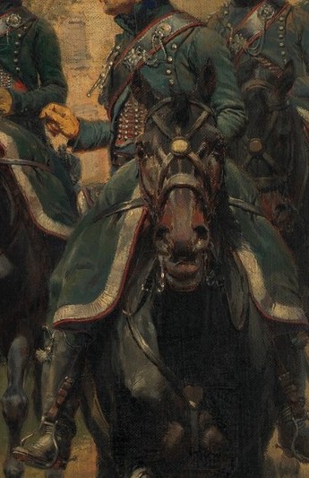 Every detail of the gendarmes' uniforms is meticulously rendered.