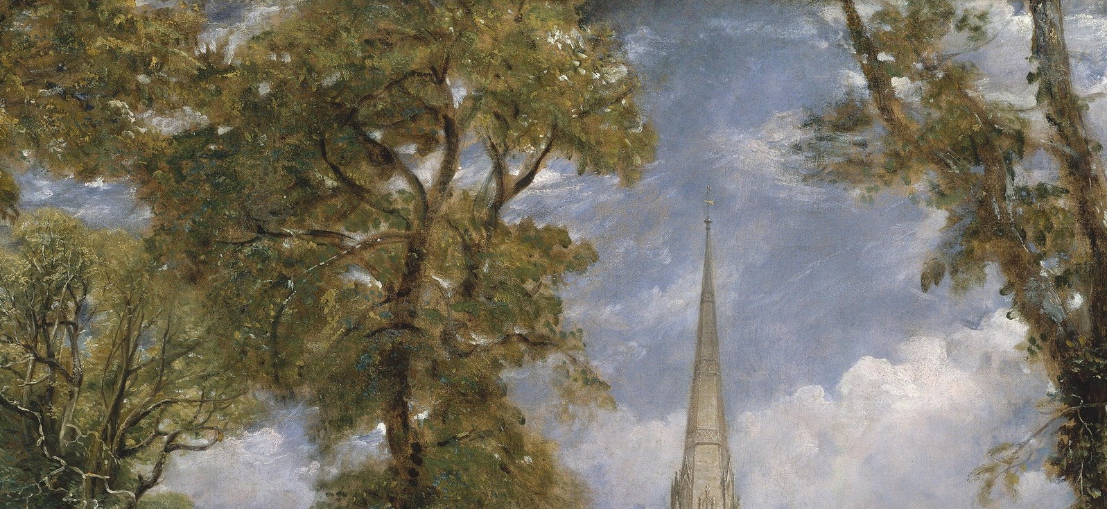 Constable studied clouds scientifically; this formation , lit from below, shadowed above , does real meteorological work, not just decoration. The sky occupies nearly half the canvas deliberately.