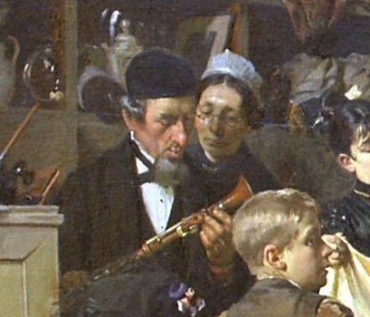 This man in the bow tie is likely the pawnbroker, an official.