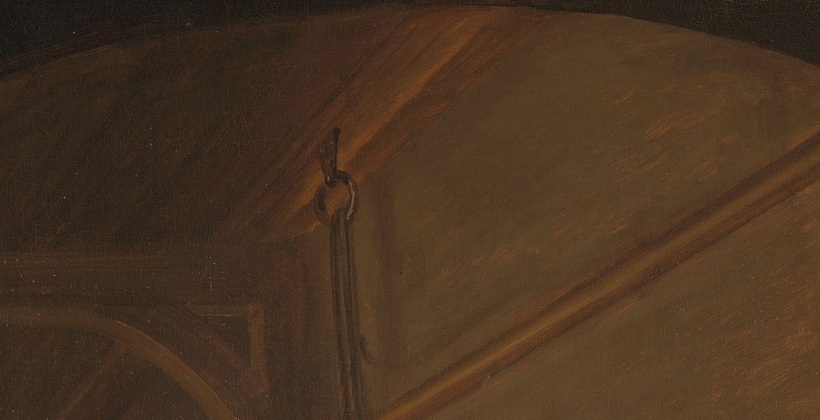 The geometric spread of the legs from which the whole weight hangs creates a stark, cross-like silhouette , a detail Dutch contemporaries would have read as deliberate theological undertone.