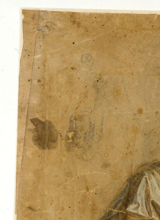 Visible damage , foxing, pigment loss, staining , is the painting's survival biography; these marks record five centuries of use, neglect, and recovery