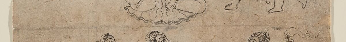 The empty gap between registers is a deliberate cosmological axis , divine realm above, courtly leisure below , a structural meaning invisible until pointed out.