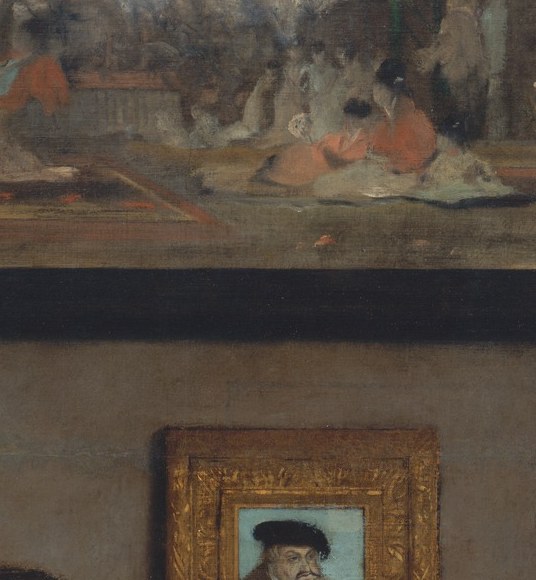 The sitter's composed, self-assured expression, half-turned toward the viewer, anchors the portrait; Degas captures his friend's ambition in the set of his jaw.