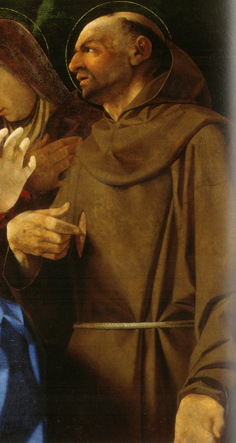 His humble attire and serene expression embody piety and devotion to the natural world.