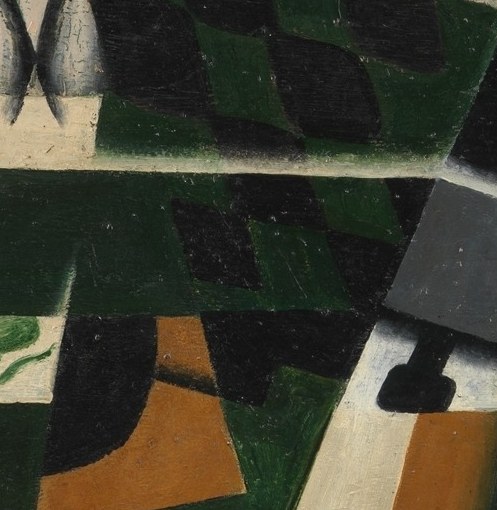 The guitar, too, is deconstructed into abstract shapes.