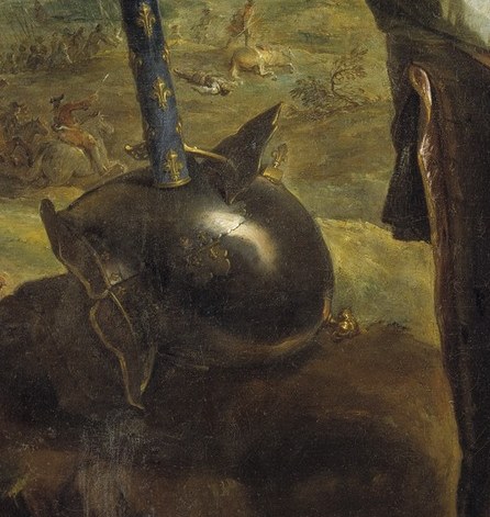 He painted a distant battle scene.