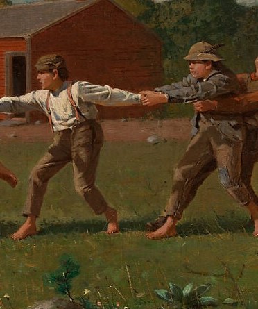 At the far end, two boys have already been flung loose.
