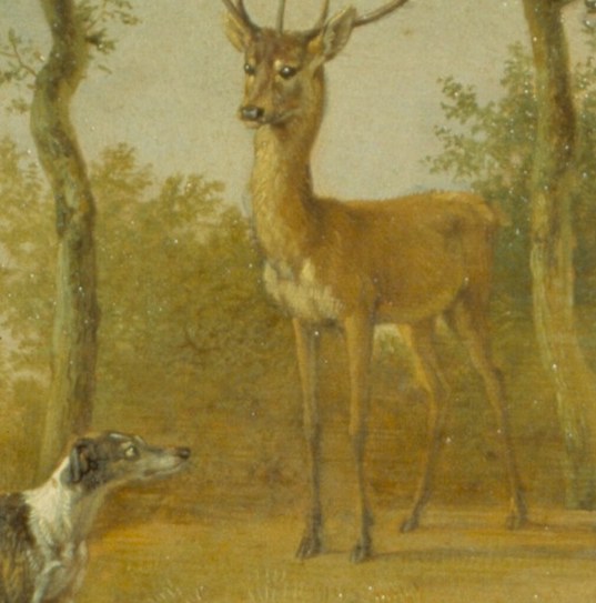A stag appears, bearing a cross.