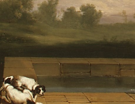 And a dog rests between them. Alert, but still.