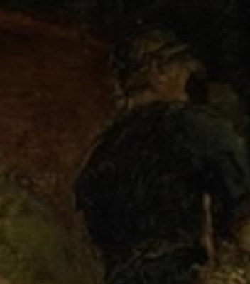 A third figure watches the process.