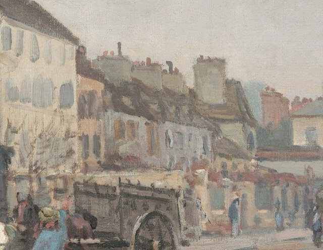 The dominant narrative anchor , a working vehicle mid-delivery captures the commercial pulse of a 19th-century Parisian suburb