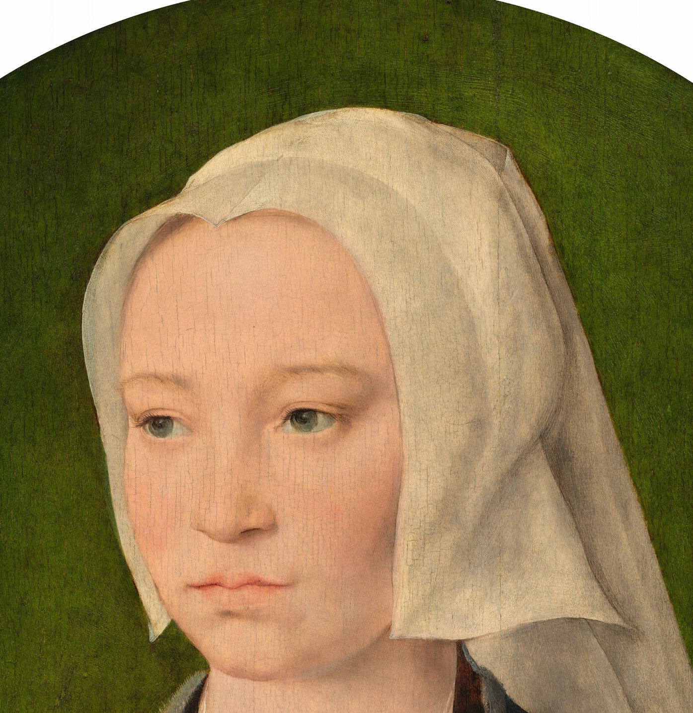 She looks out from 1518, steady and unreadable.