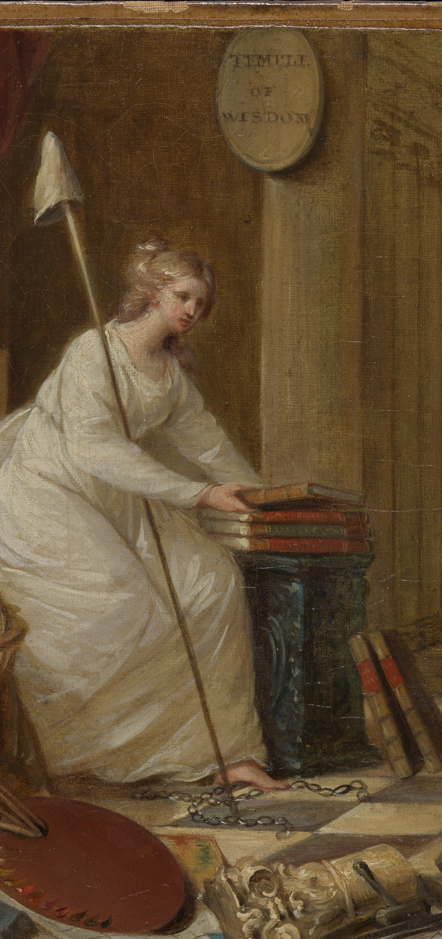 The compositional anchor , her upright, dignified stance embodies the painting's thesis that liberty and enlightenment are inseparable from emancipation.