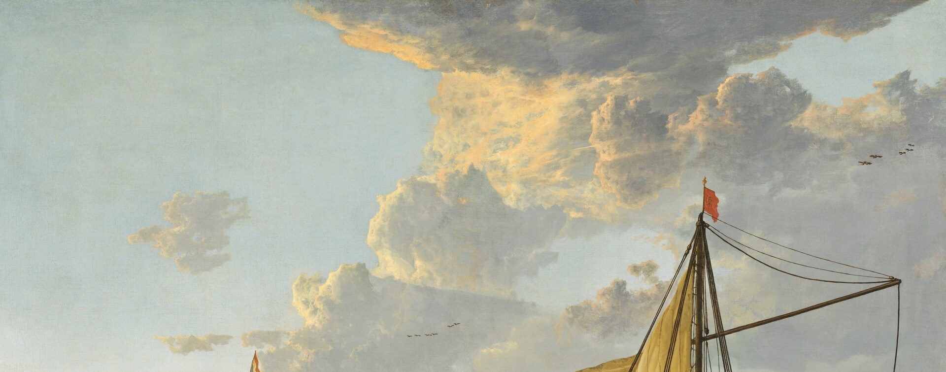 A virtuoso sky passage; the interplay of bright sun-lit tops and blue-grey undersides creates the dynamic light source that unifies the whole composition