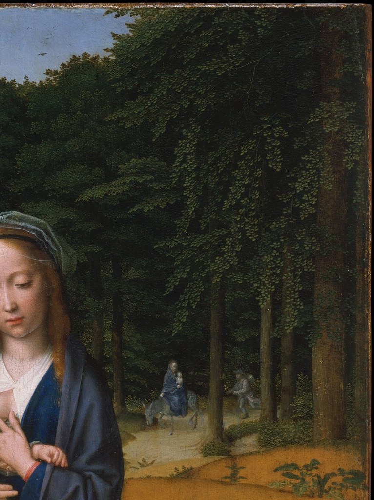 The painter gave them a Flemish forest to rest in instead.
