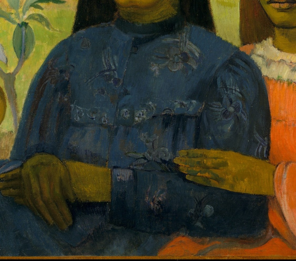Her mother's blue dress is a traditional symbol of truth.
