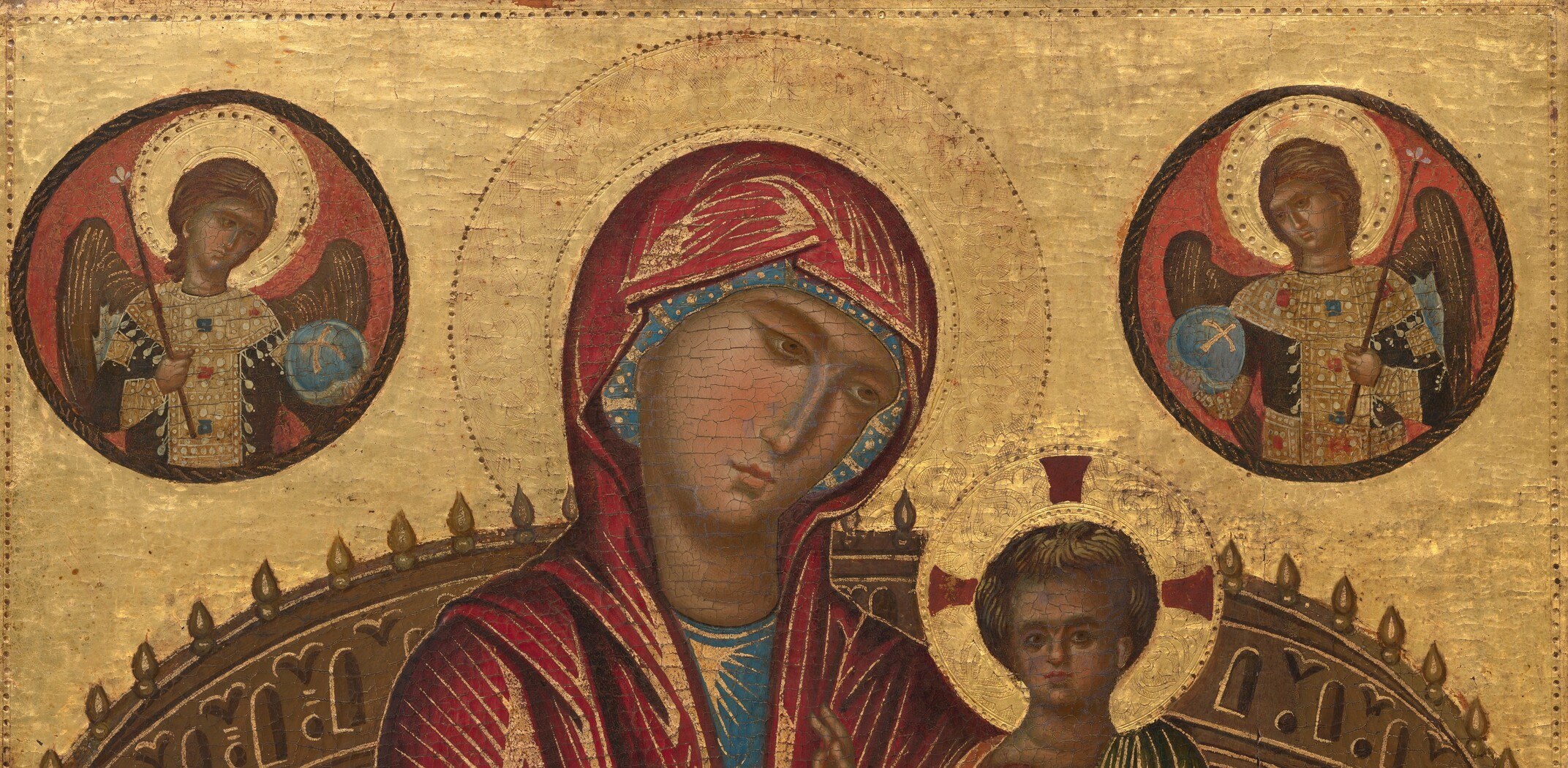 The gold background, for example, evokes divine light, not reality.