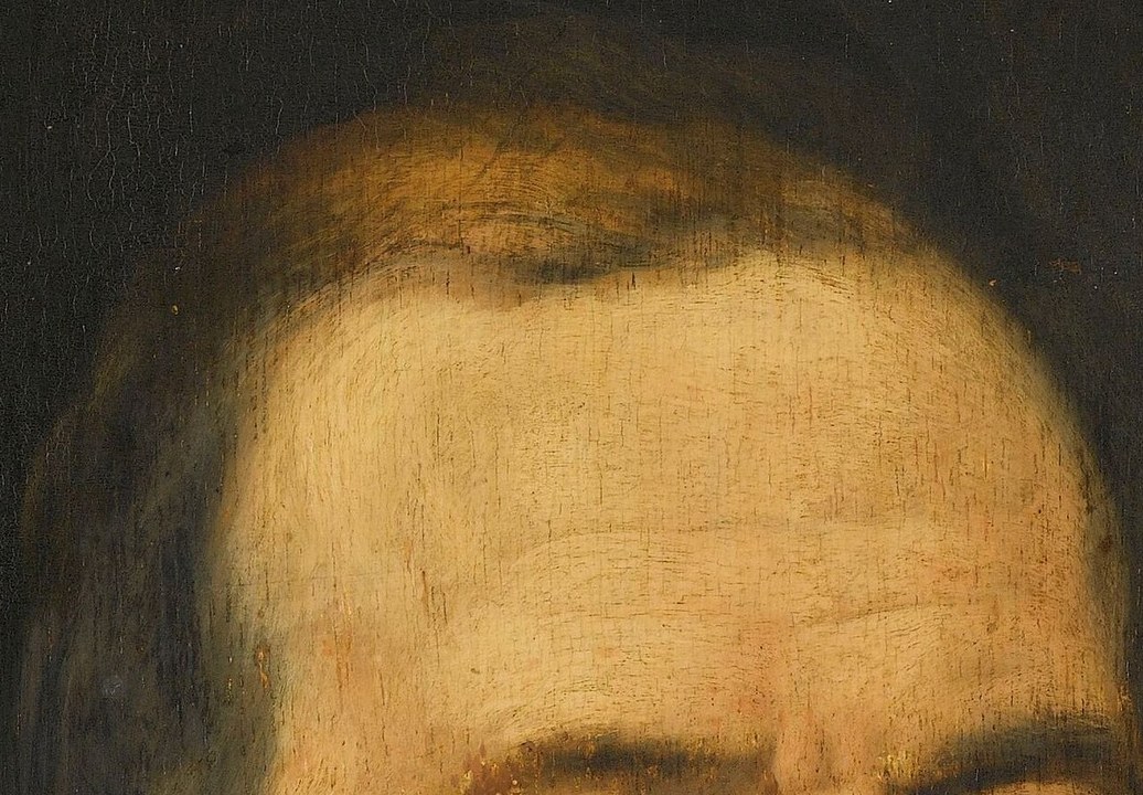 The artist used stark light and shadow to create this effect.