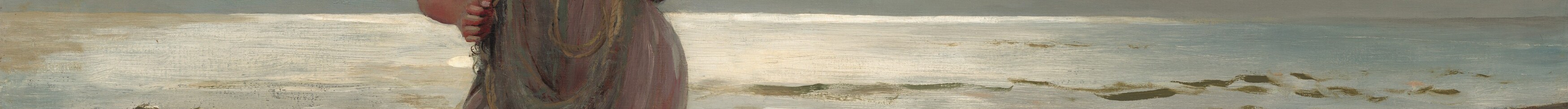 A quiet reckoning between a person and the indifferent surf.
