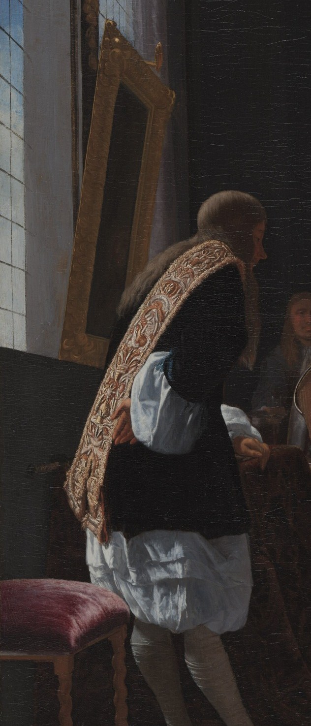 His coat is trimmed with gold. These are people performing status.