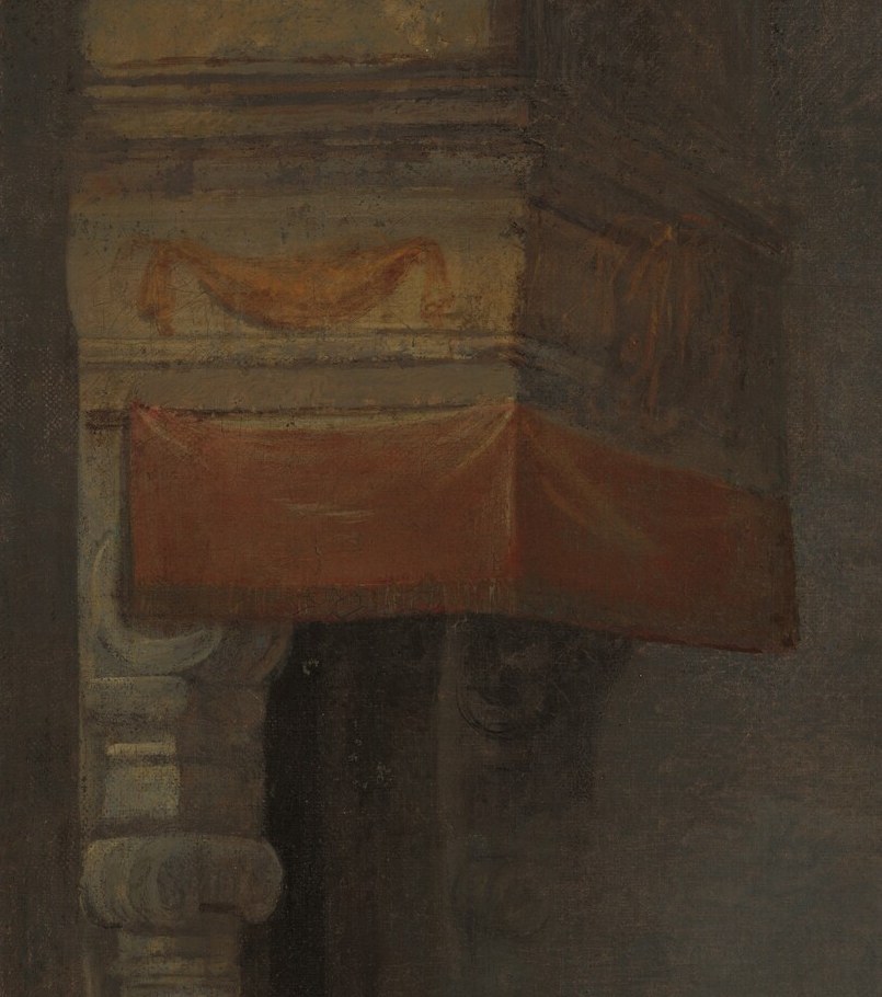 Even the fireplace mantel is grand and classical.