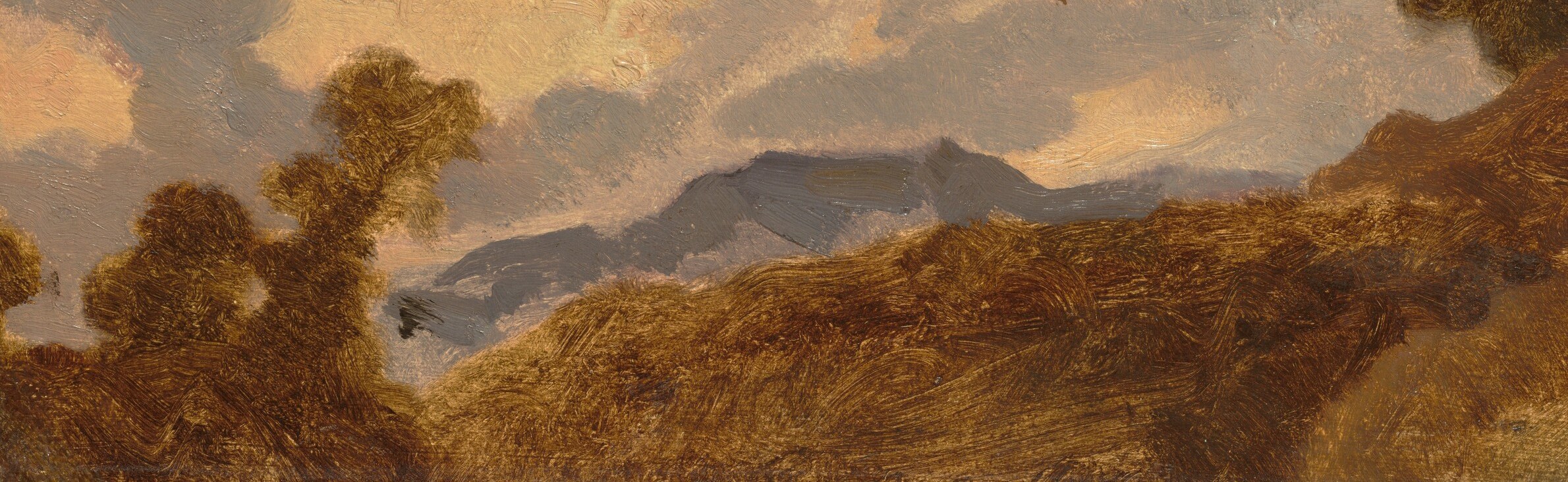 Look at the quick, unconstrained brushstrokes on the hillsides.