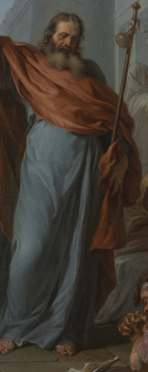 Saint James commands the scene, his robe a luminous blue.