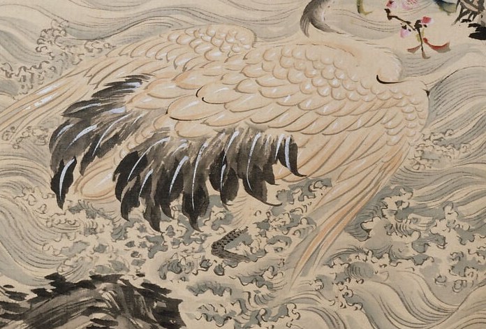 Notice the subtle colors and intricate details of the crane's body.