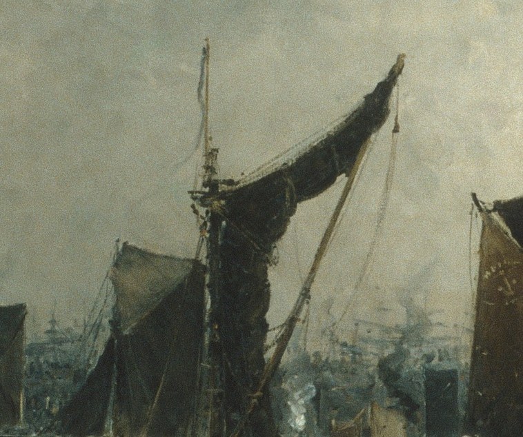 Its dramatic shape and dark color create a strong focal point, suggesting wind and movement.