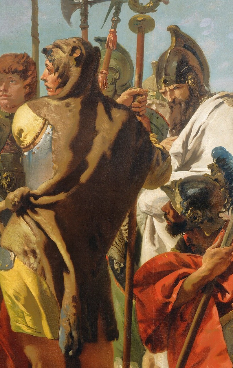 The soldiers listen, ready for a glorious fight.