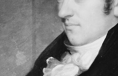 His clothes date the moment: the high white cravat is pure 1811.