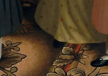 The painter let the cat's tail stay kinetic, a small act of mercy.