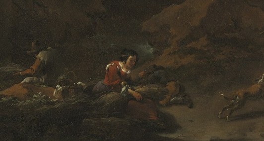 These are rush gatherers, collecting reeds for thatch or weaving.
