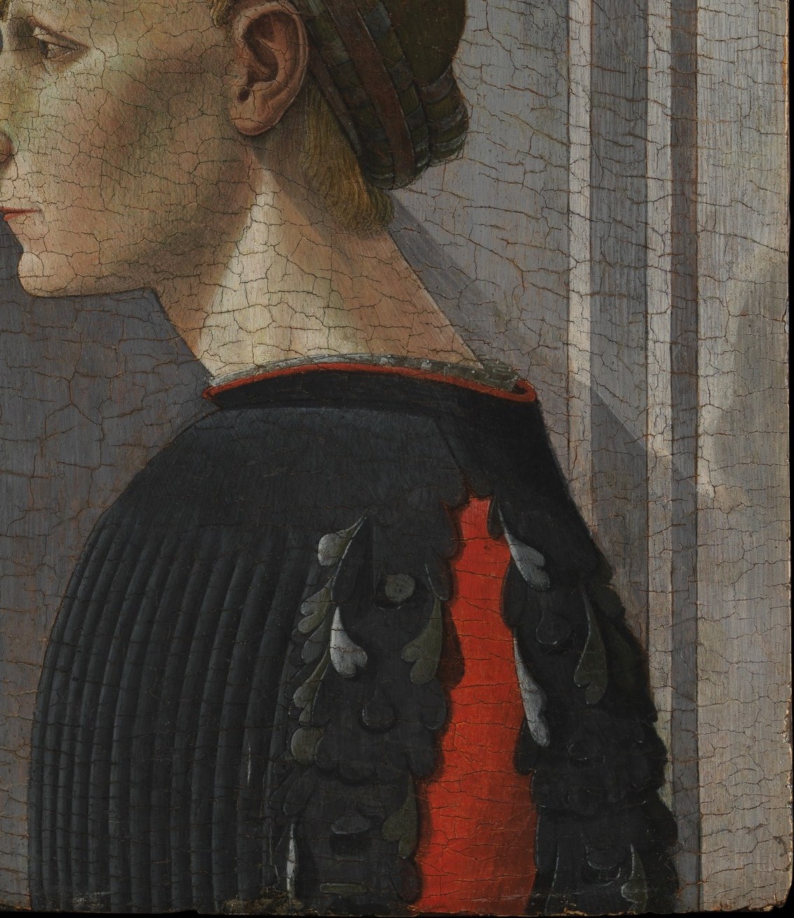 was painted with tempera, ground pigments mixed with egg yolk.