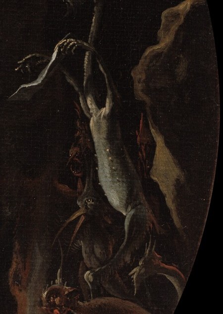 A skeletal figure reaches, adding to the menacing atmosphere.