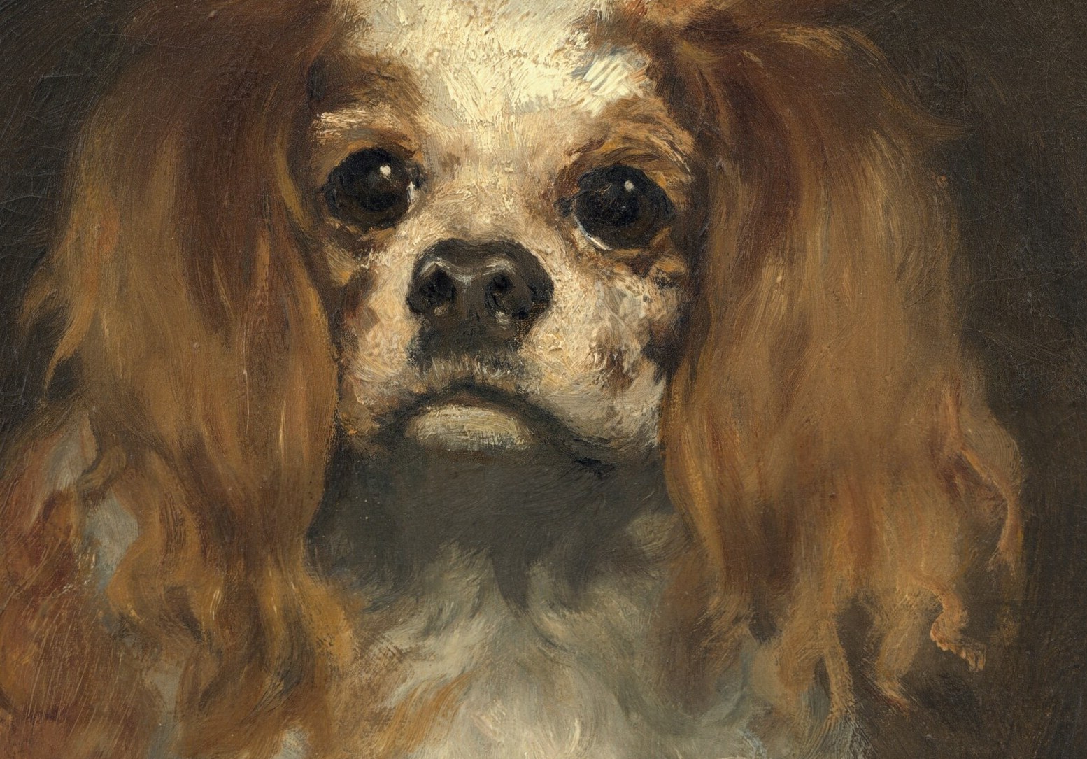 Manet focused intently on the dog's gentle, alert expression.