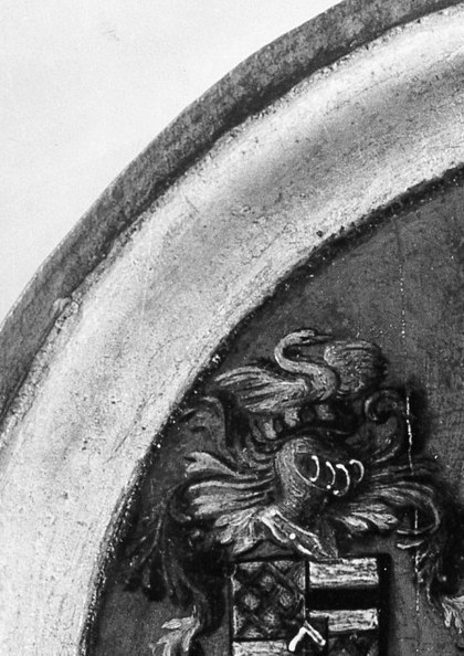 His family arms are fixed behind him, declaring loyalty forever.