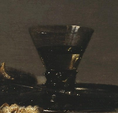 This dark glass goblet seems to hold actual liquid.