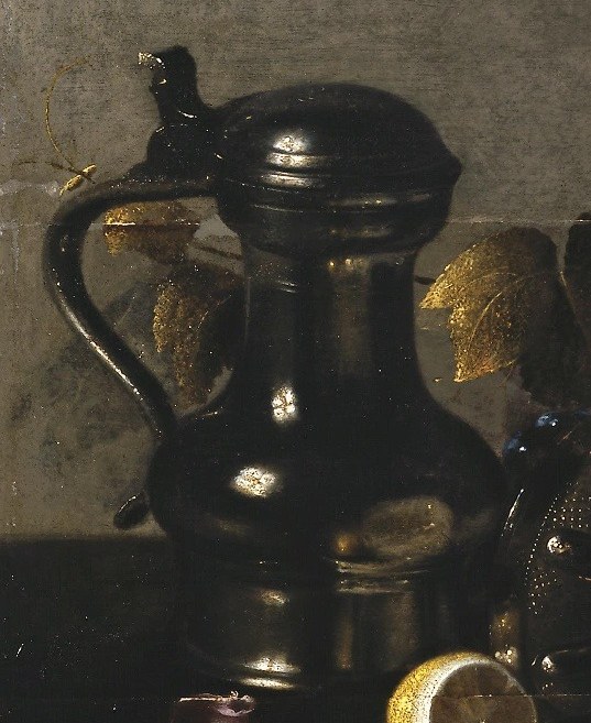 The heavy dark jug mirrors the space, almost like a window.