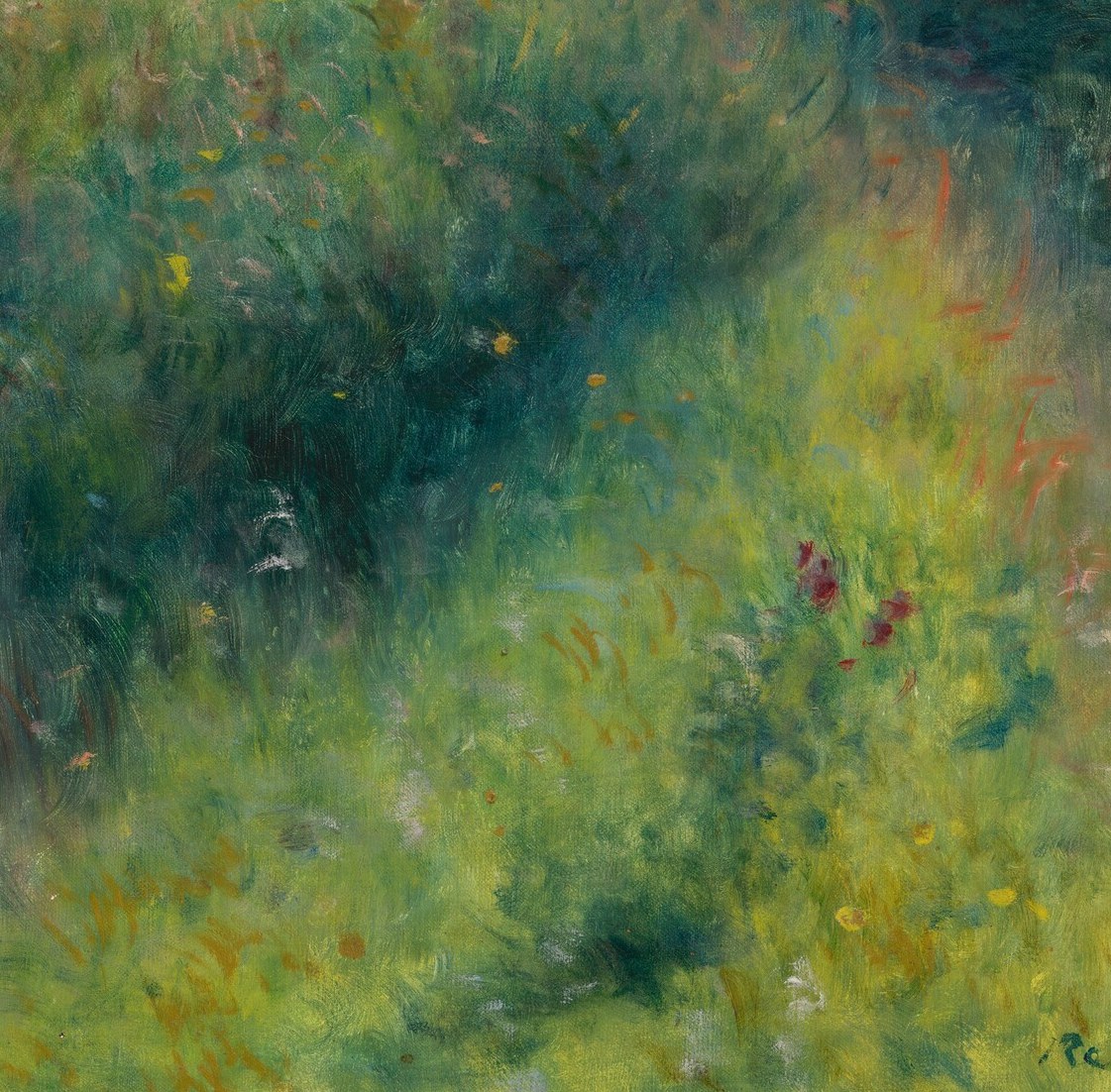 The dappled light on the path creates a sense of depth and movement, guiding the eye through the scene.