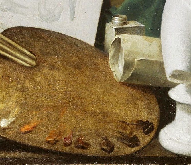 His palette shows his profession.