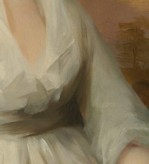 His soft brushstrokes convey the fabric’s luminous quality.